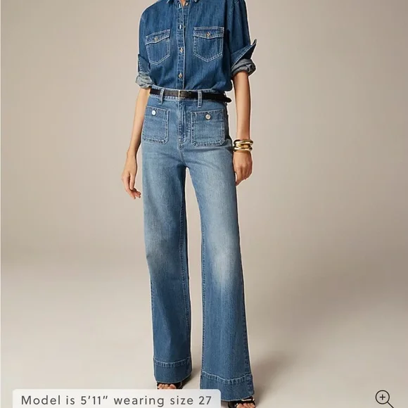 J. Crew NWT High-rise Sailor denim trouser in 1996 semi-stretch - Picture 1 of 10